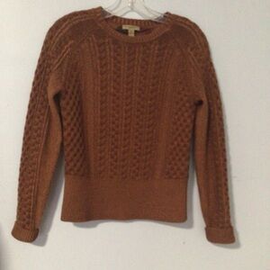 Burberry Cable-Knit Crewneck Sweater in Camel Brown